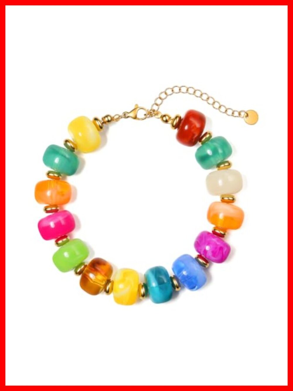 Bohemian Resin Bead Bracelet Chunky Lobster Clasp Stretch Set